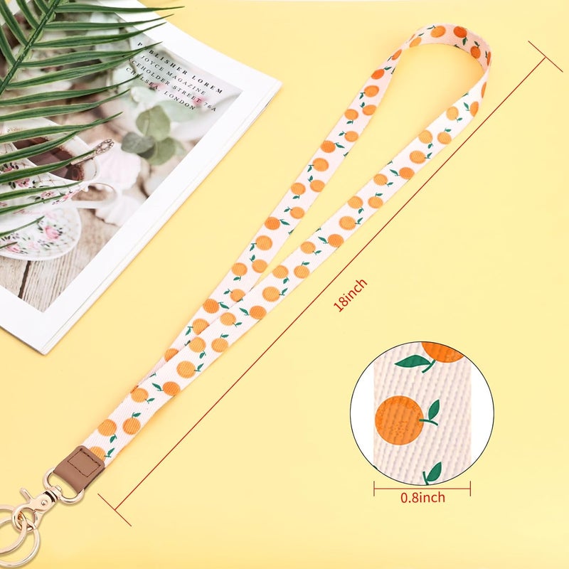 Knagsfa Badge Lanyard for Keys, Neck Lanyard Strap with Dual Keyrings Metal Hook for ID Badges, Long Cute Lanyard Keychain for Women Girls, Fresh Oranges - Image 2